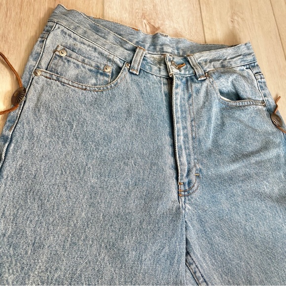Vintage UNION MADE Polo Ralph Lauren Western Leather Fringe Concho Jeans ILGWU - Picture 6 of 13